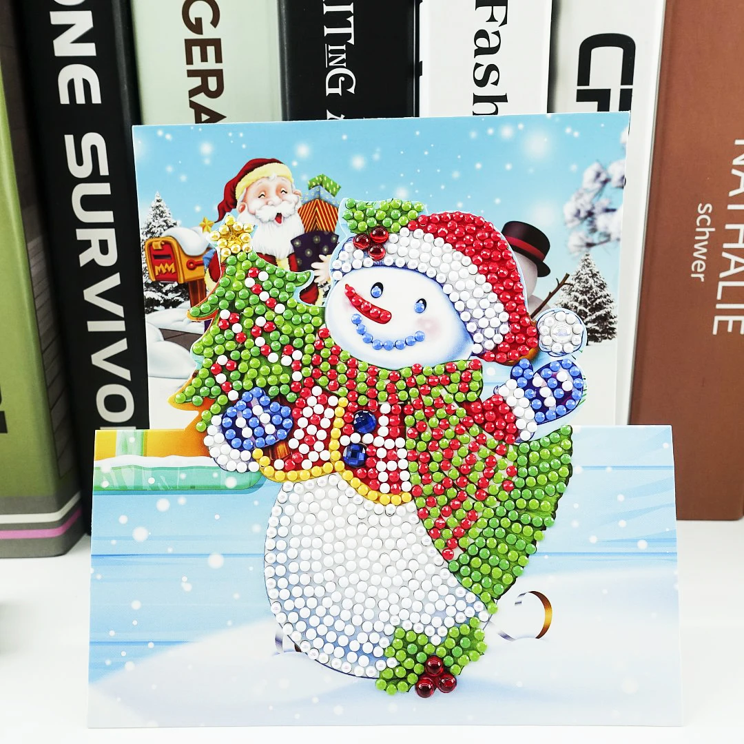 8pcs/Set Christmas DIY Diamond Painting Greeting Cards 5D Cartoon Postcards Kids Festival Embroidery Greet Cards Handmade Gifts