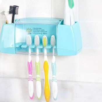 

Multifunctional Toothbrush Holder Storage Box Bathroom Kitchen Family Wall Stand Toiletries Toothpaste Storage