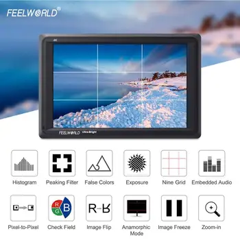 

Feelworld FW279 7 Inch IPS 2200nits Camera Field Monitor 4K HDMI Input Output 1920X1200 LCD Monitor for DSLR StablizerIPSMonitor