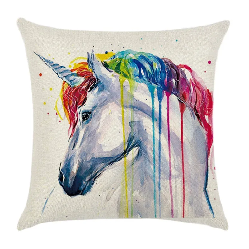 Zebra Head animal Print Rainbow Cotton Linen Cover Throw Pillow Home Textile 43*43cm | Дом и сад