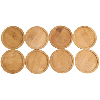 

Bamboo Plant Saucer, Succulent Pot Tray Flower Plant Holder, Round Drainage Tray, 8 Pack