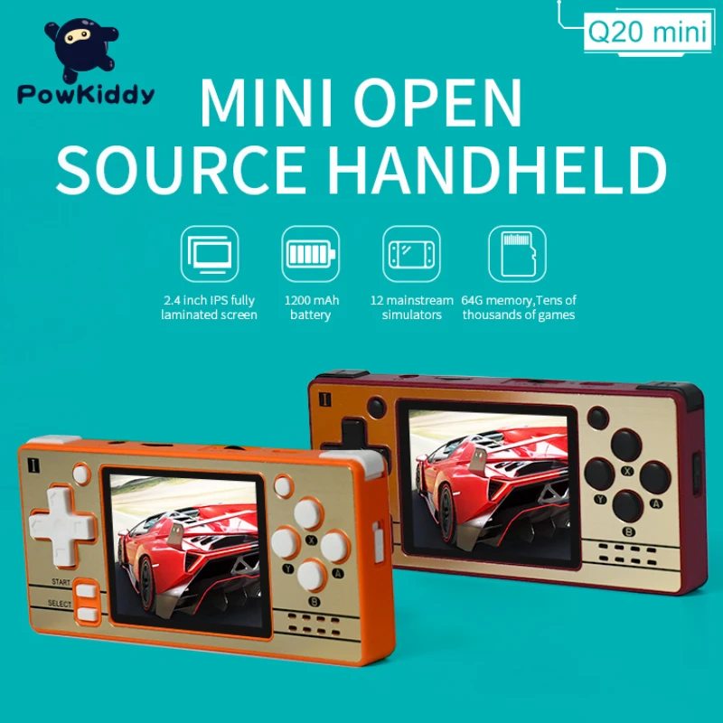 POWKIDDY Q20 MINI Open Source 2.4 Inch OCA Full Fit IPS Screen Handheld Game Console Handheld Game Players Classic Handheld