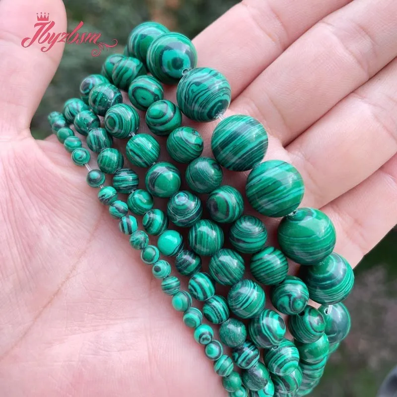 

Round Smooth green Artificial Malachite Stone Beads 6/8/10mm For DIY Necklace Bracelet Jewelry Making Strand 15" Free Shipping