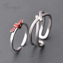 Женское кольцо с красным узлом Thaya, серебро 925 пробы, в стиле бохо, корейская бижутерия, подарок для любимой женщины