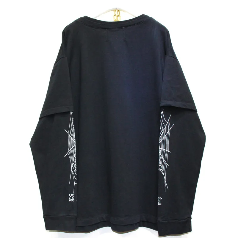 RHUDE футболки для мужчин и женщин с длинным рукавом Rhude футболка в винтажном стиле с принтом в виде паутинной паутинки