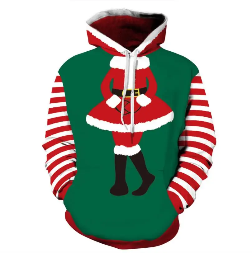 Men Women Autumn Winter Plus Size 3D Ugly Christmas Sweater Long Sleeve Hoodie Sweatshirt Pullover Sweaters Jumpers Tops - Color: QYDM233