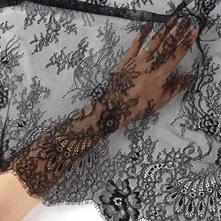 Elegant French Lace Fabric - Wedding Veil & Skirt Material in Black and White, Soft and Fashionable - 3meter price (Black 150cm)