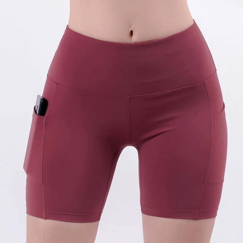 Quick Dry High Waist Running Shorts with Pocket Women Compression Yoga Tights Gym Fitness Short Pants Workout Leggings Custom