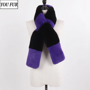 

New Arrival Long Style Wholeskin Ladies Natural Rex Rabbit Fur Scarf Women Winter Warm Real Fur Neckerchief Fashion Fur Scarves