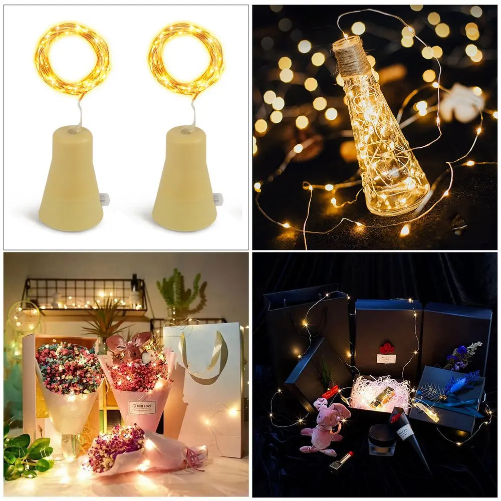 

10pcs LED String Light Silver Wire Fairy Warm White Garland Home Christmas Wedding Party Decoration Powered By Batter 10cm 6
