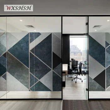 

Custom Size Electrostatic Window Film Geometry Pattern Water-Proof Decorative Private Glass Covering For Home Office Restaurant