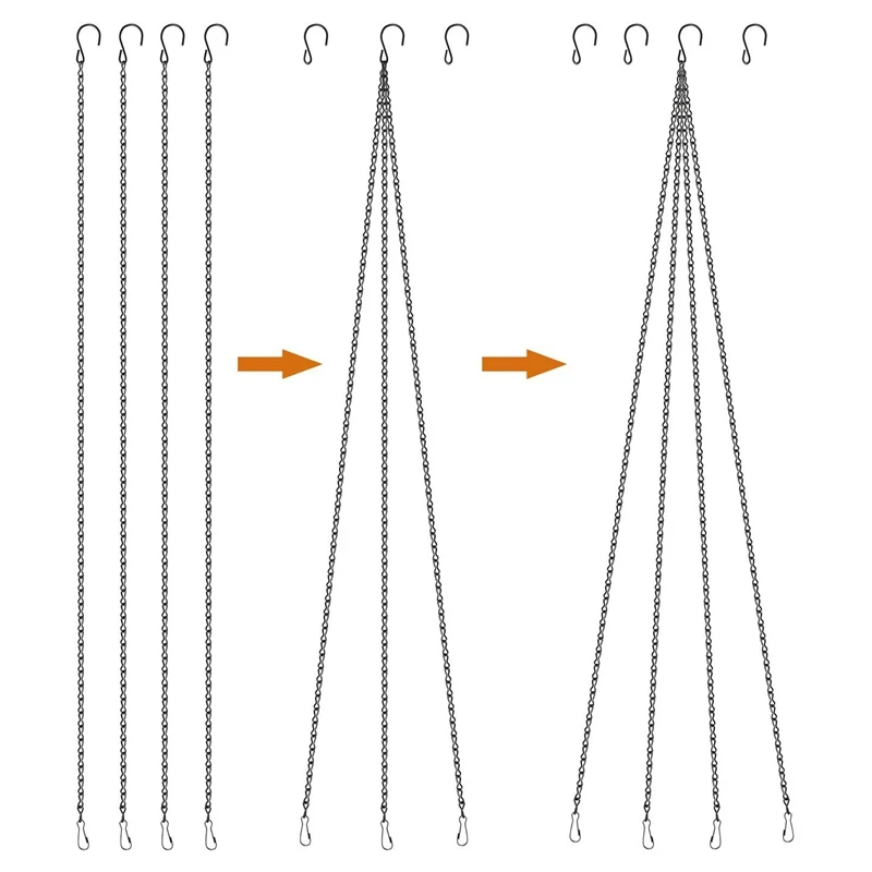 Hanging Chain, 35 Inch, Black, 4-Pack, for Bird Feeders, Planters, Fixtures, Lanterns, Suet Baskets, Wind Chimes and More! Outdo