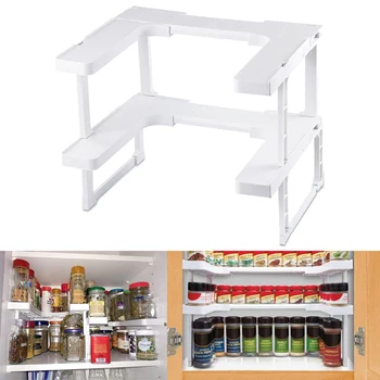 

New Adjustable Space Saving Rack 2 Layers Rack Countertop Organizer for Cabinet Storage Kitchen Hogard