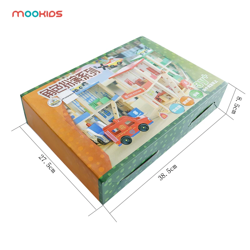 Mookids деревянные кукольные домики-полицейский участок Игровой Набор(14 шт.) с полицейским автомобилем сборная игра DIY игрушка родитель-ребенок Взаимодействие