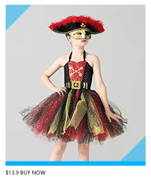 Girls Pirate Tutu Dress Costume Black Red & Gold Glitter Kids Deluxe Pirate Masquerade Halloween Role play Party Tutu Clothes (4)_副本