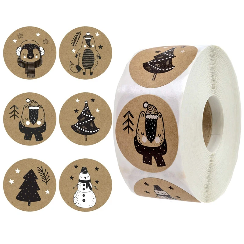 TTLIFE 500pcs / roll Happy Christmas Day Animal Stickers 6 Label Gift Box Decoration Family Sticker | Дом и сад