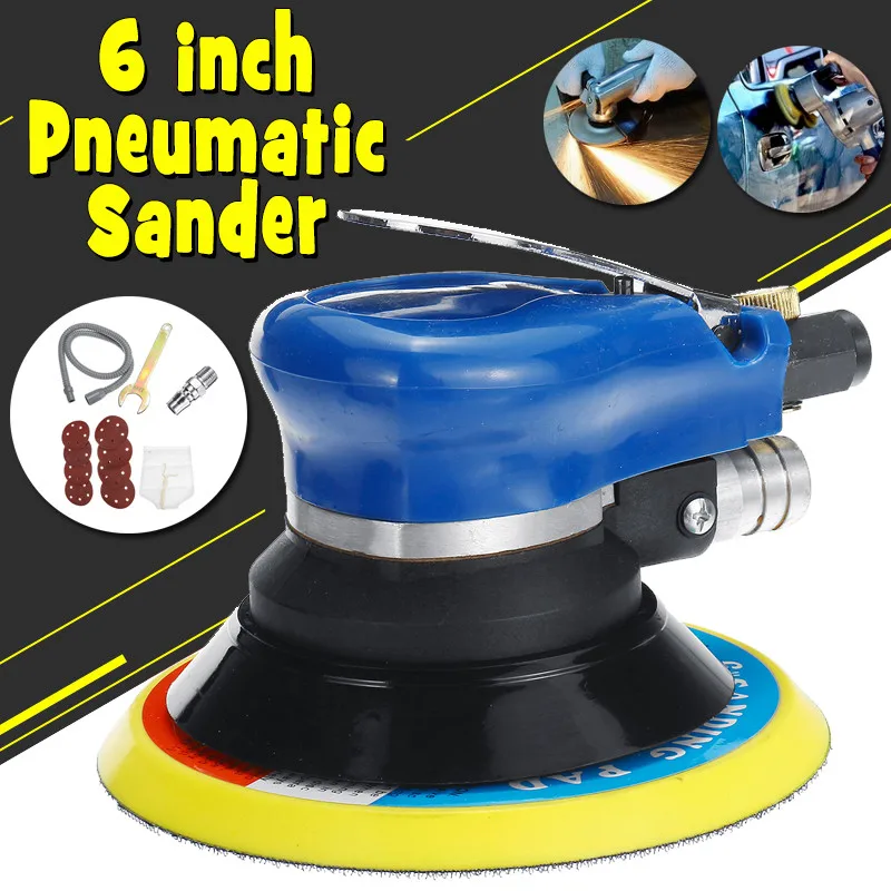New 6 Inch Pneumatic Palms Random Orbital Sander Polisher Air Powered Orbit Polisher Dual Action Po