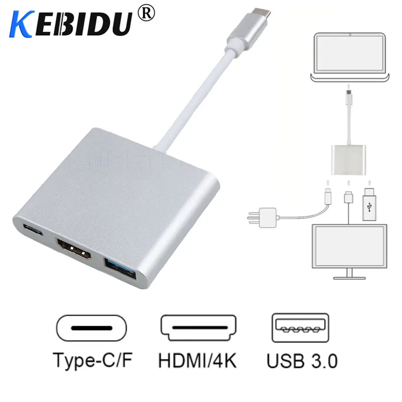 

kebidu Type C To HDMI USB 3.0 Charging Adapter Converter USB-C 3.1 Hub Adapter for Mac Air Pro Huawei Mate10 Samsung S8 Plus