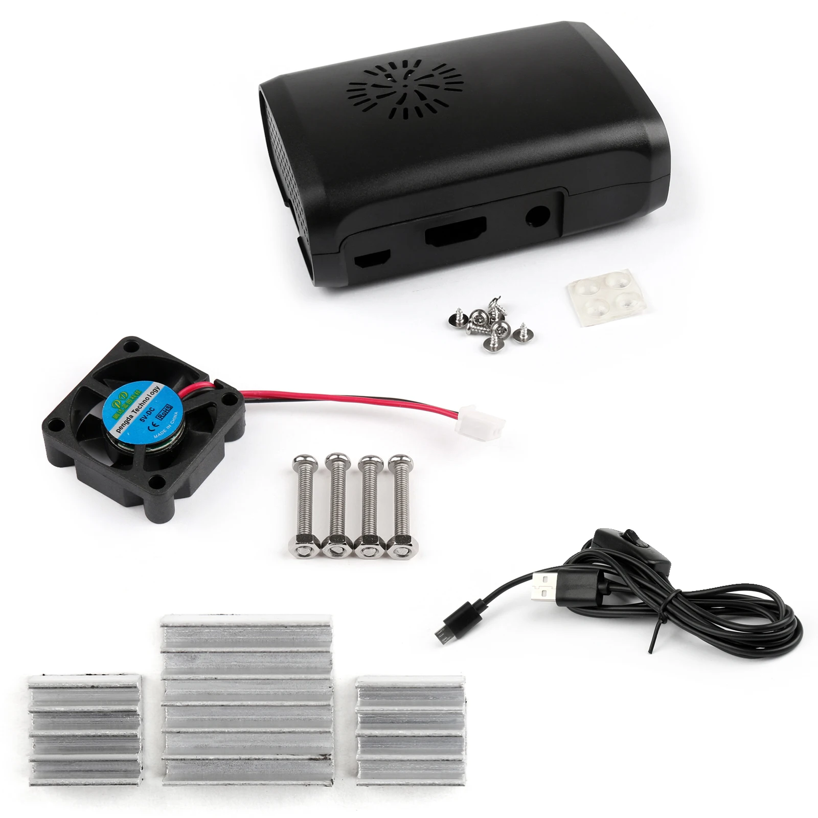 Case-Fan-Heat-Cable Raspberry Pi 3 чехол USB кабель питания для Raspberry Pi 3 Model B plus переключатель микро-usb кабель кулер вентилятор+ радиатор - Цвет: Case-Fan-Heat-Cable