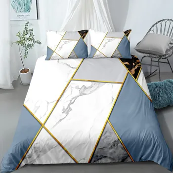 

Marbling Geometric Brief Bed Linen Set Pink Flamingo Duvet Cover Single Double Full Queen King Size Abstract Texture Bedding Set