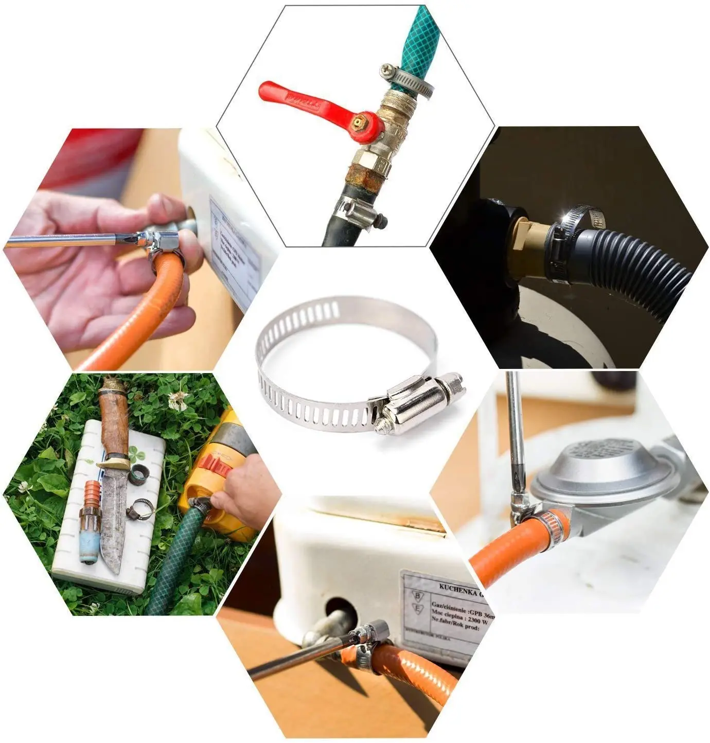 8mm-700mm Stainless Steel Adjustable Drive Hose Clamp Fuel Line Worm Size Clip Hoop Snap American Hose clamps 10pcs