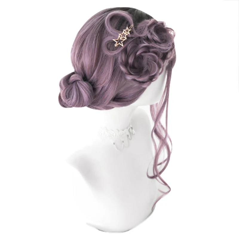 L-email парик фиолетовый смешанный черный Лолита Парики Длинные свободные волны косплей парик Хэллоуин Harajuku парик термостойкие синтетические волосы