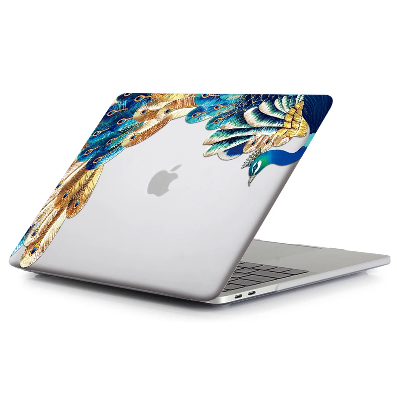 MTT Хрустальный чехол с перьями для Macbook Air Pro retina 11 12 13 15 дюймов с сенсорной панелью с принтом павлина Твердый Чехол 13,3 ''чехол для ноутбука