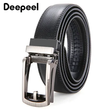

Deepeel 1pc 3.2X120cm Business Casual Men's Belt Formal Simple Second Layer Cowhide Belt Automatic Buckle Youth Jeans for Gift