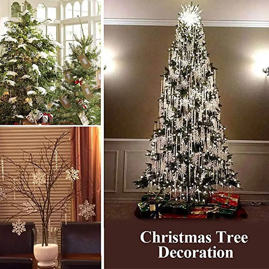 12 Pieces Clear Acrylic Icicle Ornaments Christmas Tree Hanging Crystals Decoration, 12 & 15cm