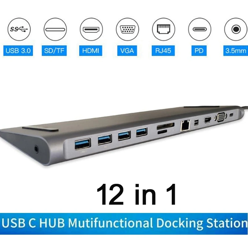 

USB-C HUB Type C HUB to USB 3.0 HDMI VGA RJ45 USB HUB SD/TF Card Reader Multi Converter adapter for MacBook Pro Accessories
