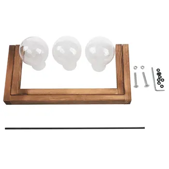 

Plant Terrarium with Wooden Stand Glass Vase Holder for Home Decoration,Scindapsus Container (3 Terrariums)