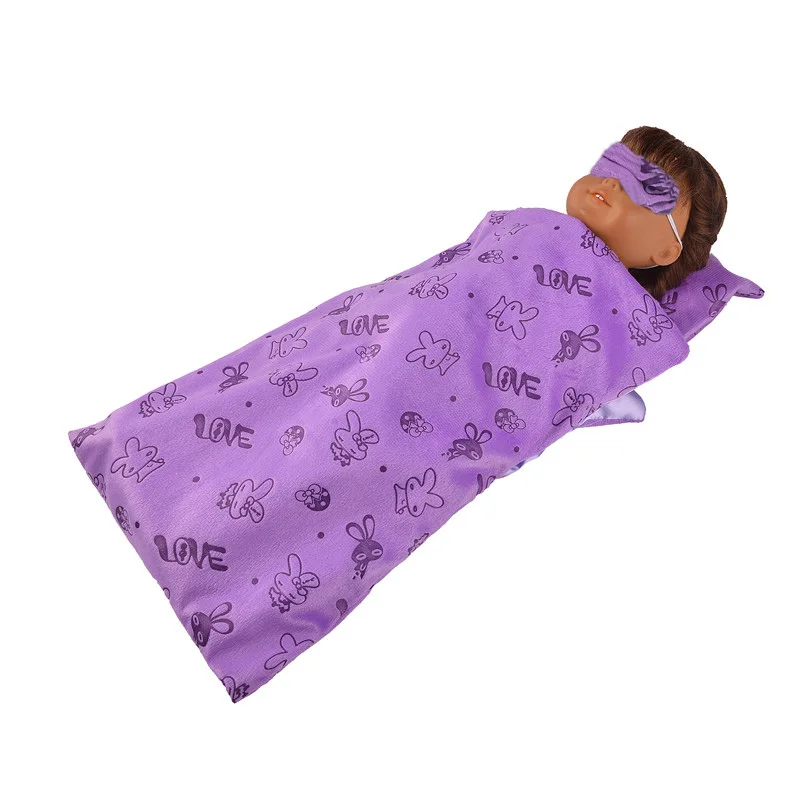 Doll Clothes Shoes Suitcase Suit Cute Flamingo Purple Sleeping Bag Pajamas Fit 18 Inch American Doll 43cm Baby Reborn Doll doll accessories doll clothes plush doll accessories barbie doll clothes