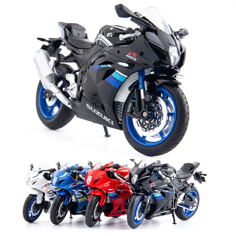 Modelo de motocicleta de GSX-R1000 de aleación de fundido a presión para niños, modelos de coche para carreras, escala 1:12