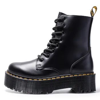 

Genuine Leather Women Boots Ankle Boots Winter Work Safeti Boots Solid Ankle Boots Female Punk Women Shoe Size 46