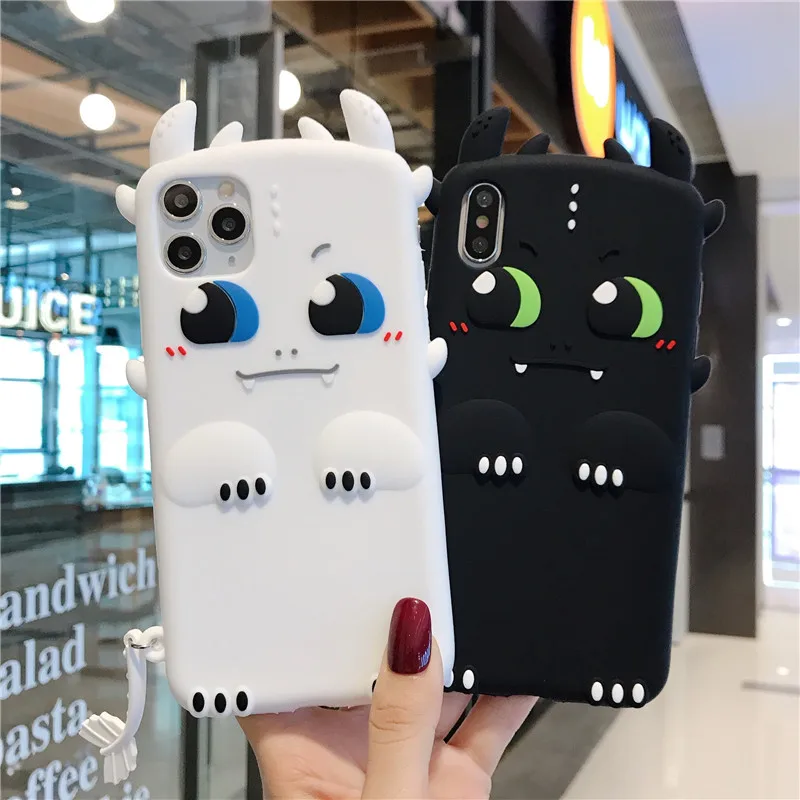 2020 Cute Soft Silicone Phone Case 3D Cartoon Night Fury Light Train Dragon Cover For iPhone 11 Pro Max X XR XS 6S 7 8 Plus | Мобильные