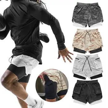 

Running Shorts Quick Drying Sport Shorts Gyms Fitness Bodybuilding Workout Built-in Pockets Short pants Men Sports Short Pants
