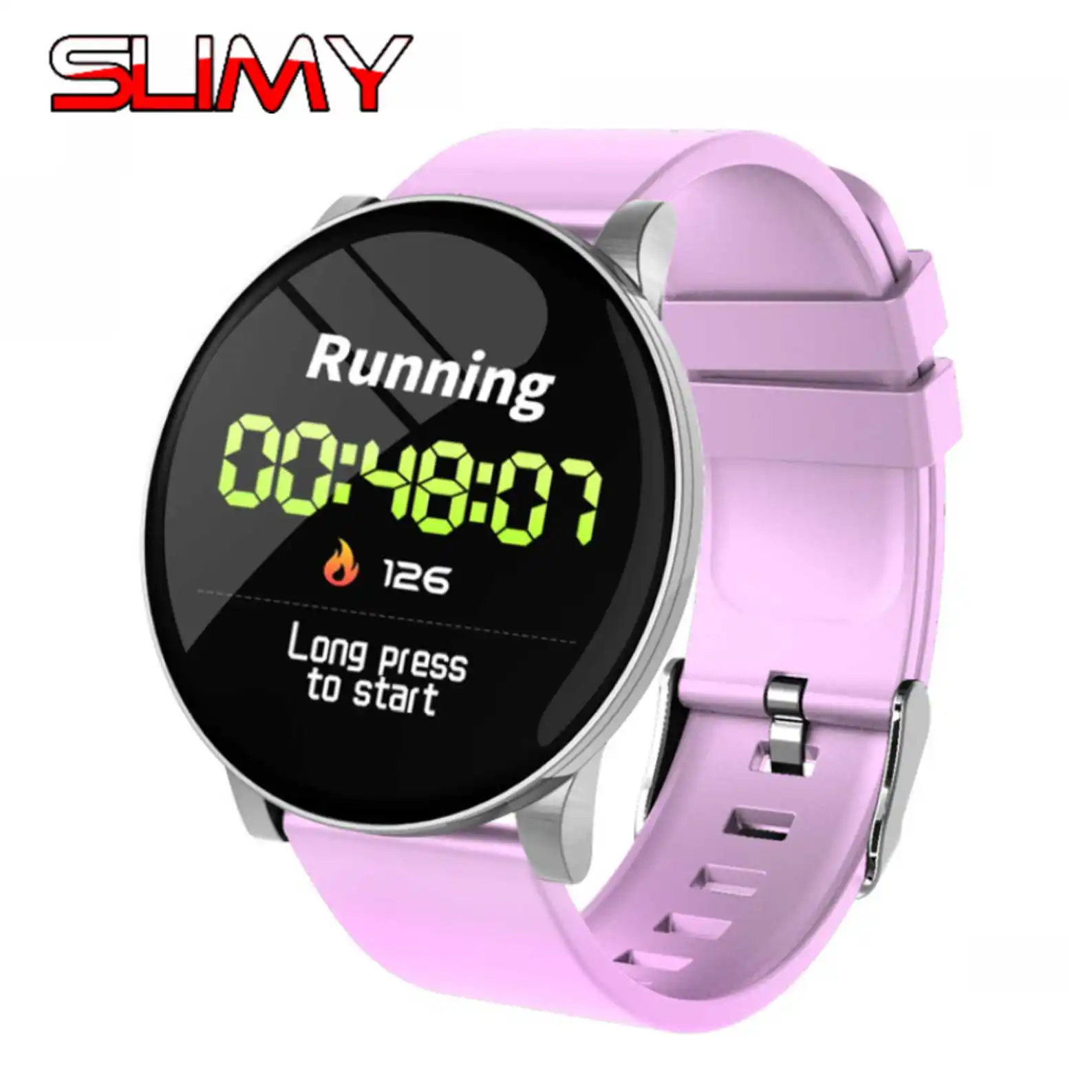 Slimy W8 для женщин и мужчин Смарт-часы водонепроницаемые спортивные для Iphone Android Smartwatch монитор сердечного ритма кровяное давление шагомер PK Q8 - Цвет: Розовый