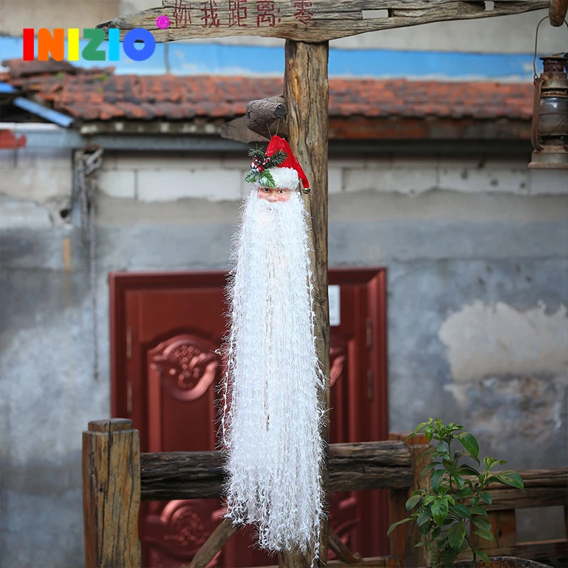 

2020 Christmas Outdoor Santa Claus Head Decoration Christmas Tree Ornaments LED Long Beard Old Man Decoration New Year Dinner