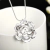 DOTEFFIL 925 Sterling Silver 18 Inch Snake Chain Flower Pendant Necklace For Women Fashion Wedding Party Charm Jewelry ► Photo 3/6