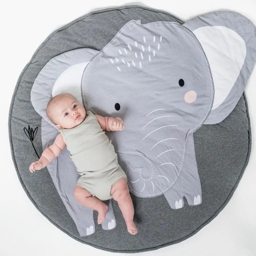 Elephant Детский игровой коврик, хлопковый круглый детский коврик с мультяшным животным, для новорожденных, для ползания, одеяло, напольный ковер, коврик для подушки, декор детской комнаты - Цвет: Elephant