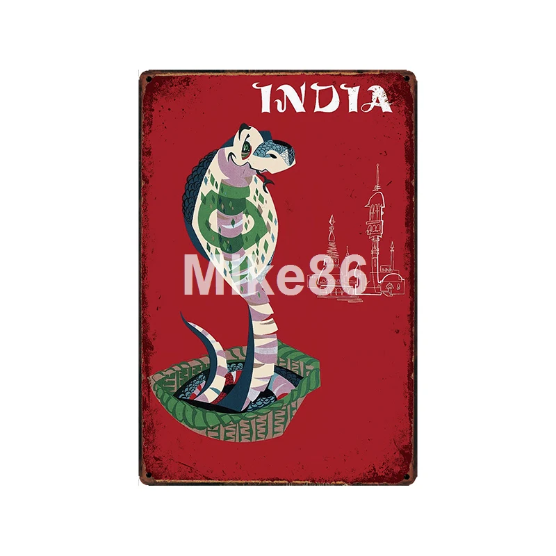 [Mike86] Индия AGRA Cobra Турция HK, металлический знак, винтажный магазин, рисунок на железной поверхности в стиле ретро постер с городом, Искусство 20*30 см, LT-1943