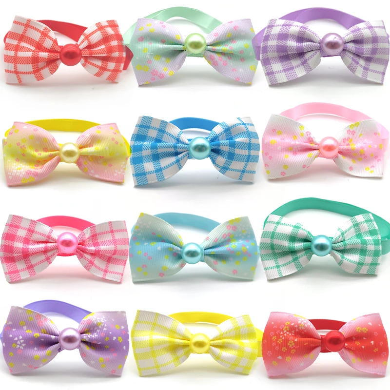 

50/100 Pc Pet Dog Grooming Accessories For Small Medium Dog Bowtie Necktie Cute Bowknot With Pearl Puppy Dog BowTie Pet Supplies