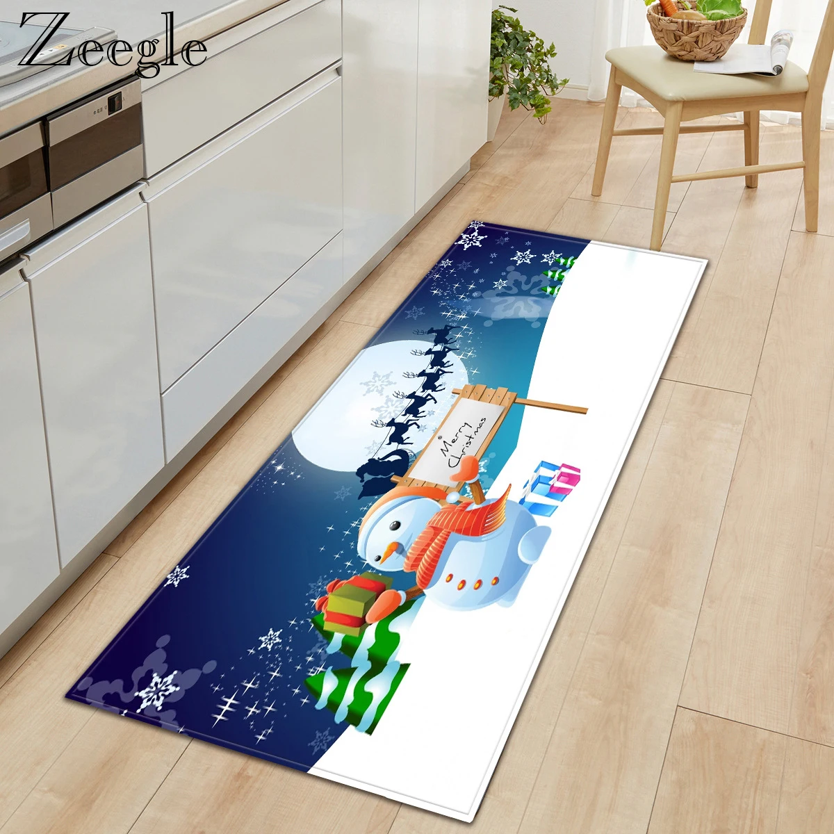 Zeegle Christmas Door Mat Creative Doormat Anti-slip Kitchen Rug Floor Mat Living Room Carpet Bedside Carpet Kids Room Rug