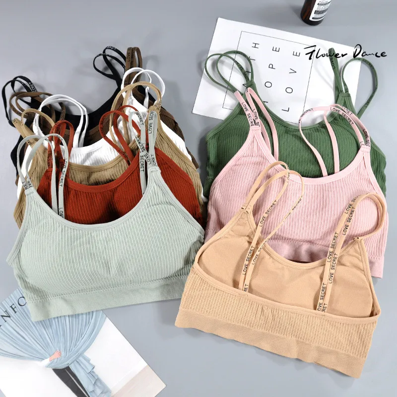 

FlowerDance Athletic Sports Bra Solid Sport Women Fitness Top Full Cup Intimates Padded Vest Sports Bra For Women Gym
