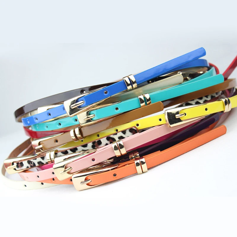 

New 8 Colors Thin Pu Leather Belt Female Red Brown Black White Yellow Waist Belts For Women Dress Strap Wholesale