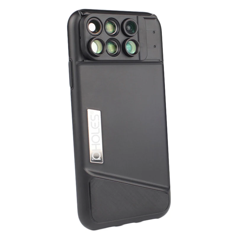 

ABKT-Pholes 6-In-1 Phone Lens Case For Iphone X Dual 2X Telephoto+10X Macro+20X Macro+120 Degree Wide Angle+180 Degree Fisheye L