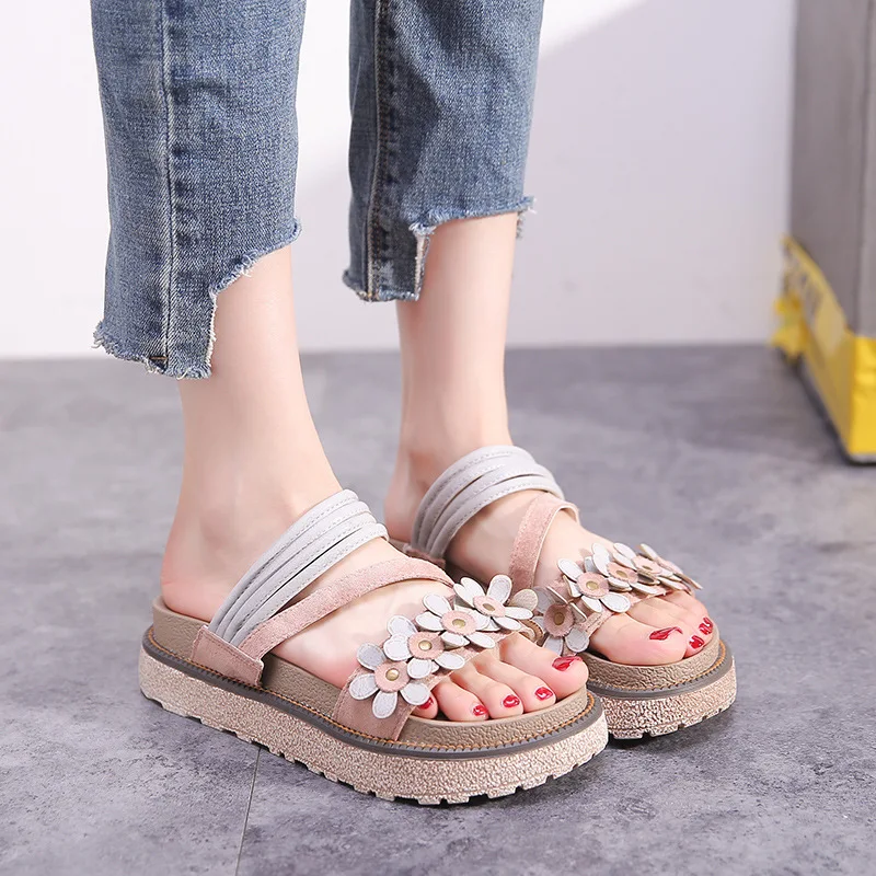 

2020 Women Slippers Sandals Fashion Platform Flower Wedge Sandals Summer Women Shoes Peep Toe Ladies Sandals Footwear