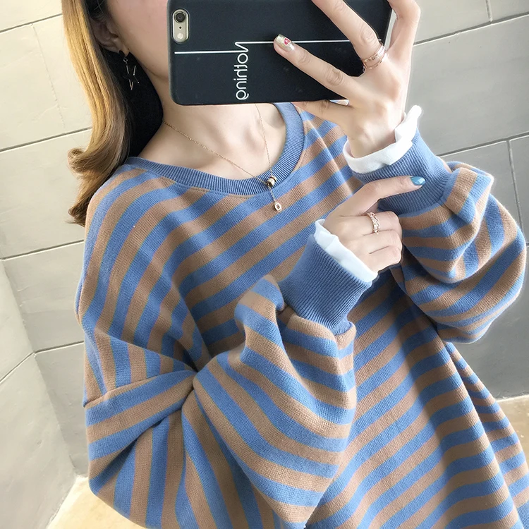 Горячая толстовка с капюшоном Mujer Faux Two одежда Лоскутная полосатая Толстовка для женщин универсальные пуловеры высокого качества Осенняя верхняя одежда Sudaderas