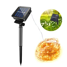 Открытый садовый светильник s водонепроницаемый Солнечный свет лужайка лампа медный провод струнный светильник гирлянда для двора путь патио Свадьба Рождество