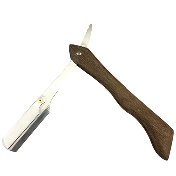 

Wood Handle Razor Knife Straight Edge Barber Shaving Razor Cut Throat Shavette
